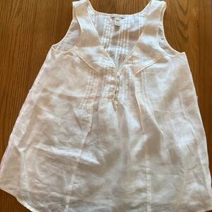 J. Crew Linen Sleeveless Top Cream Size 0 Pleated Button Front